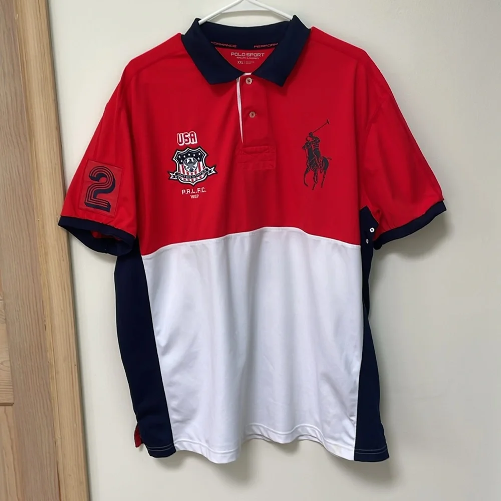 Polo Ralph Lauren Football Club Polo Shirt Mens XXL PRLFC Collared USA S…